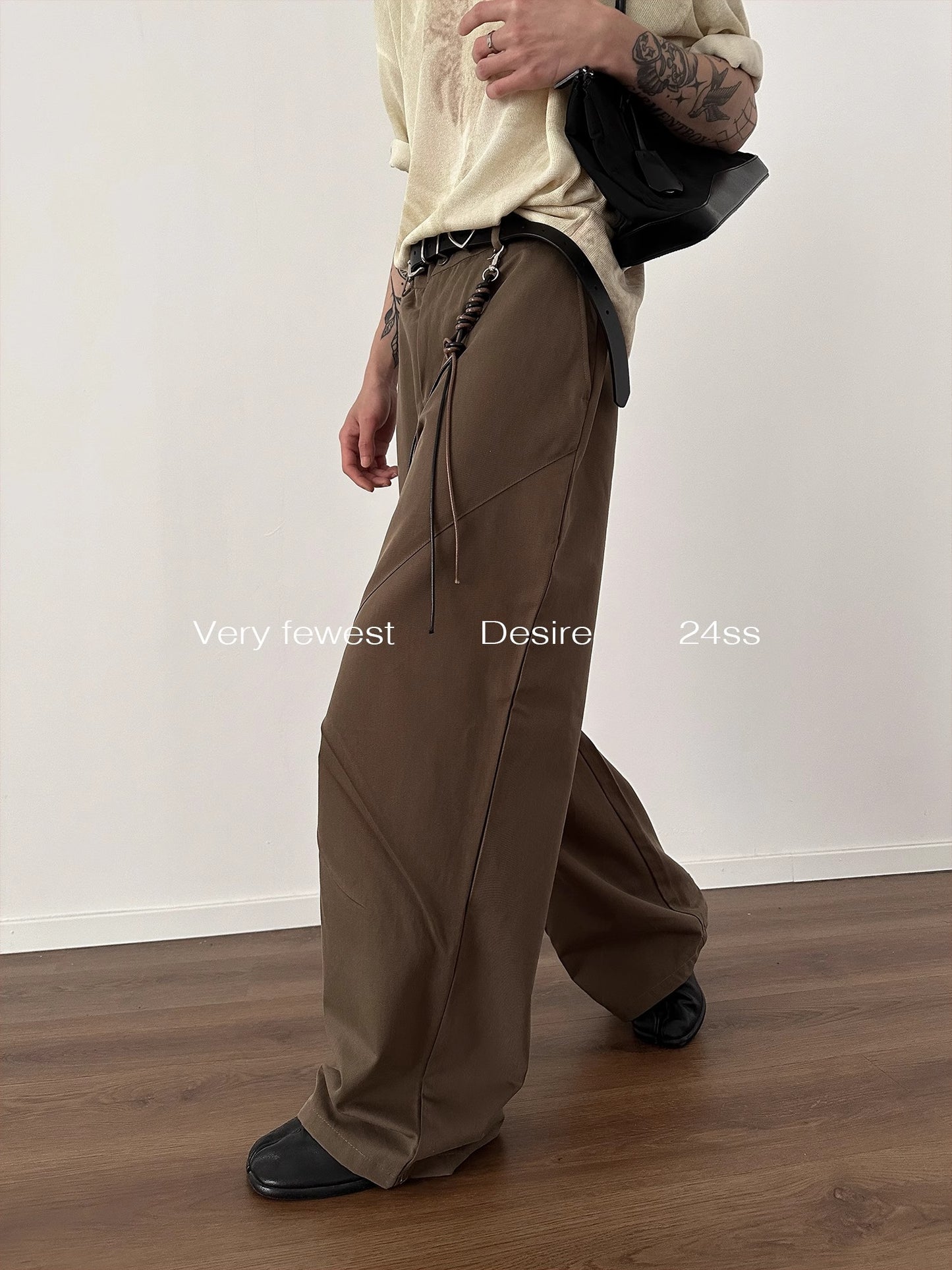 Waist Buckle Hanger Wide Leg Trousers WN8877