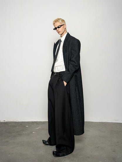 Stripe Design Wide Shoulder Coat WN20874