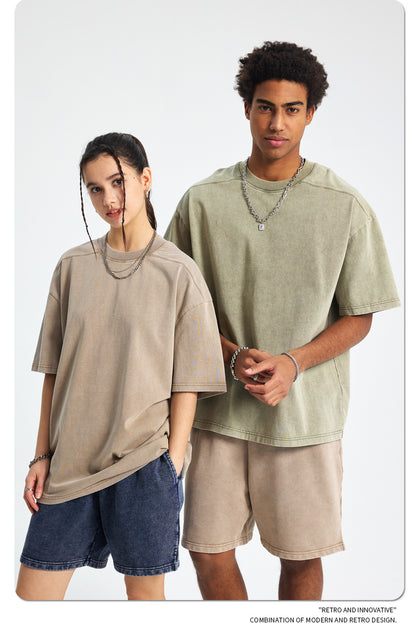 Washed Plain Oversize Short Sleeve T-Shirt WN16261