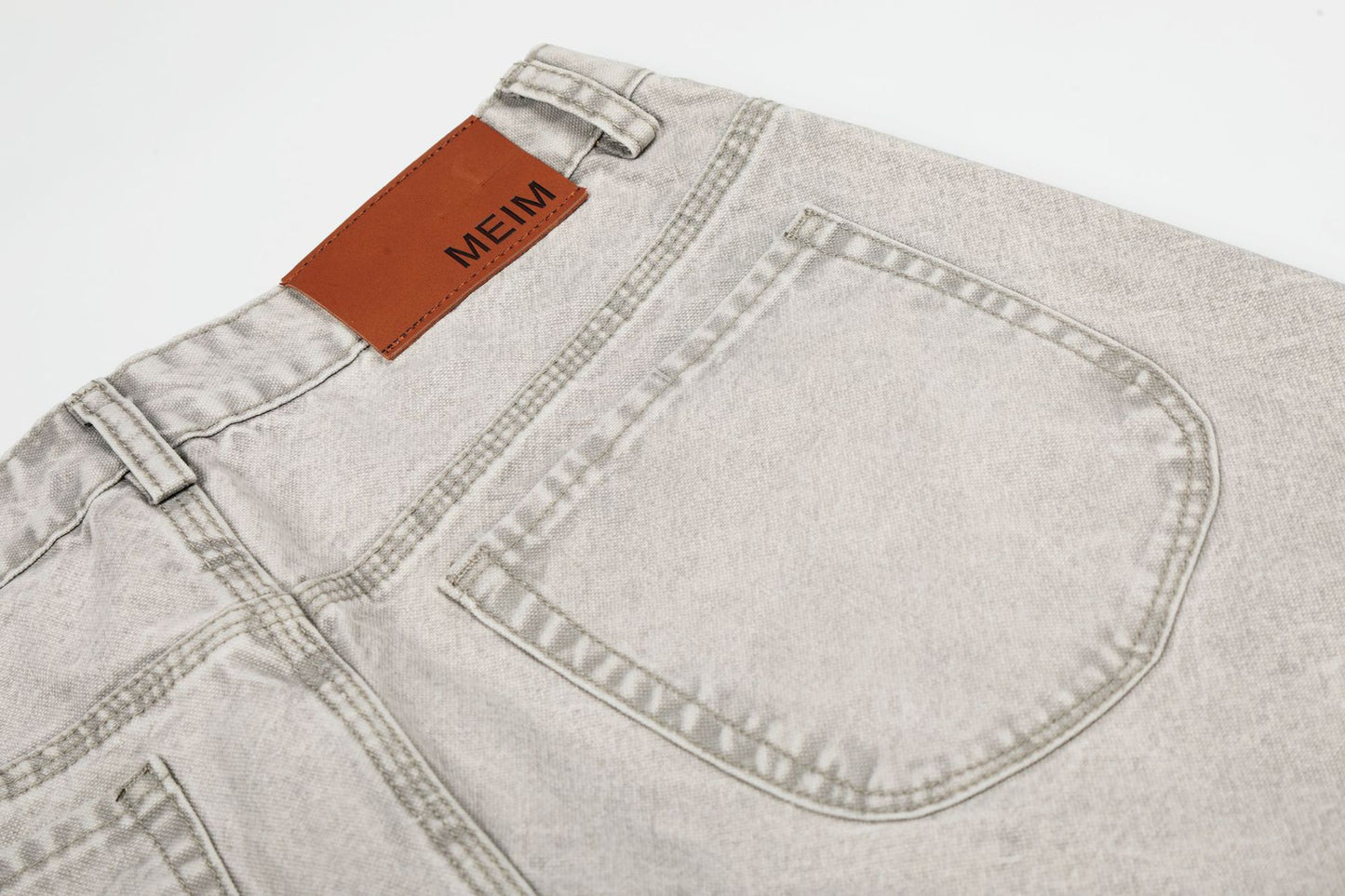 Patch Pocket Washed Wide Leg Denim Jeans WN25947