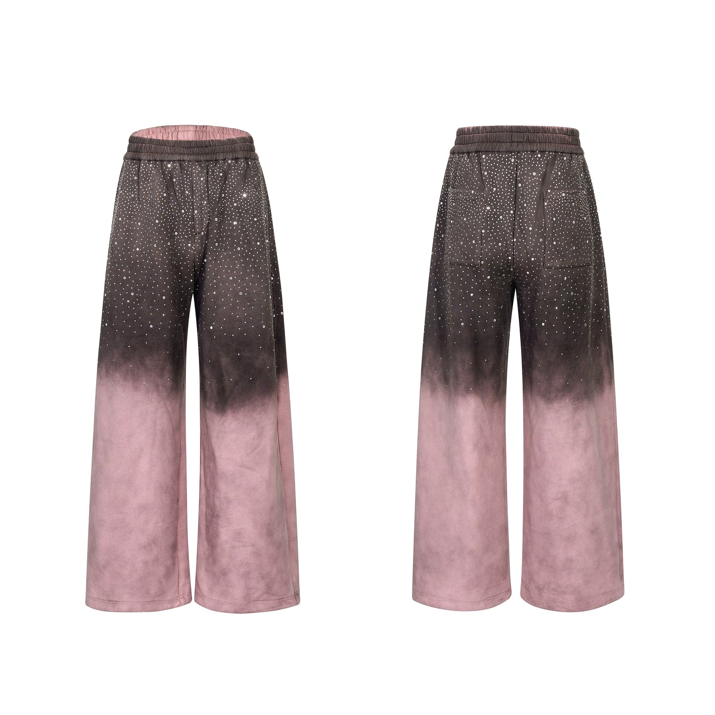 Rhinestone Fake Fur Lining Hoodie & Sweat Pants Setup WN22149