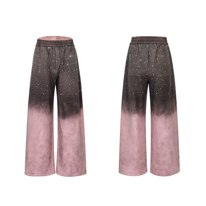 Rhinestone Fake Fur Lining Hoodie & Sweat Pants Setup WN22149