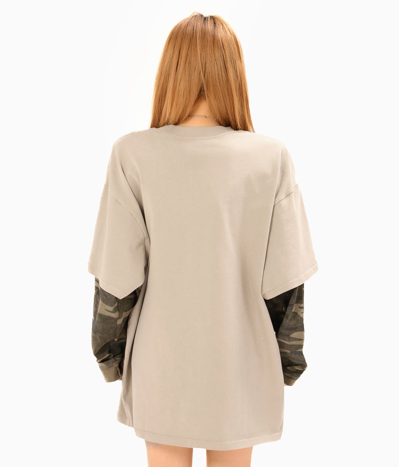 Fake Layered Camo Damage Print Long Sleeve T-Shirt WN25740