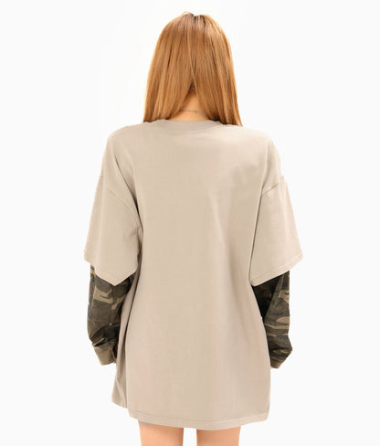 Fake Layered Camo Damage Print Long Sleeve T-Shirt WN25740
