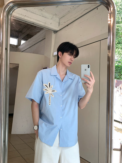Embroidery Design Oversize Short Sleeve Shirt WN24869
