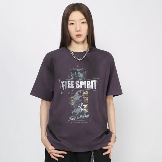 Washed Damage Print Short Sleeve T-Shirt WN24460