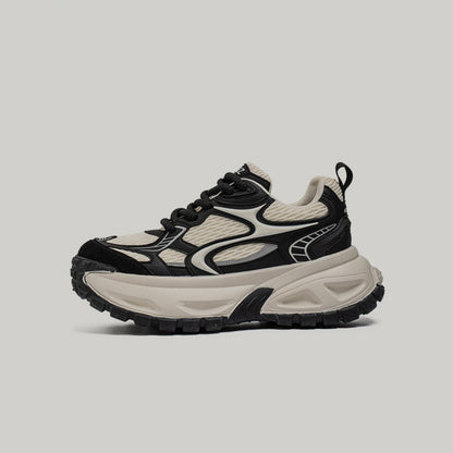 Color Block Platform Chunky Sole Lace-Up Sneakers WN23497