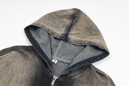 Mud Dye Washed Zip-up Hooded Jacket WN15024
