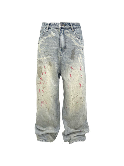 Washed Wide Leg Baggy Denim Jeans WN19077