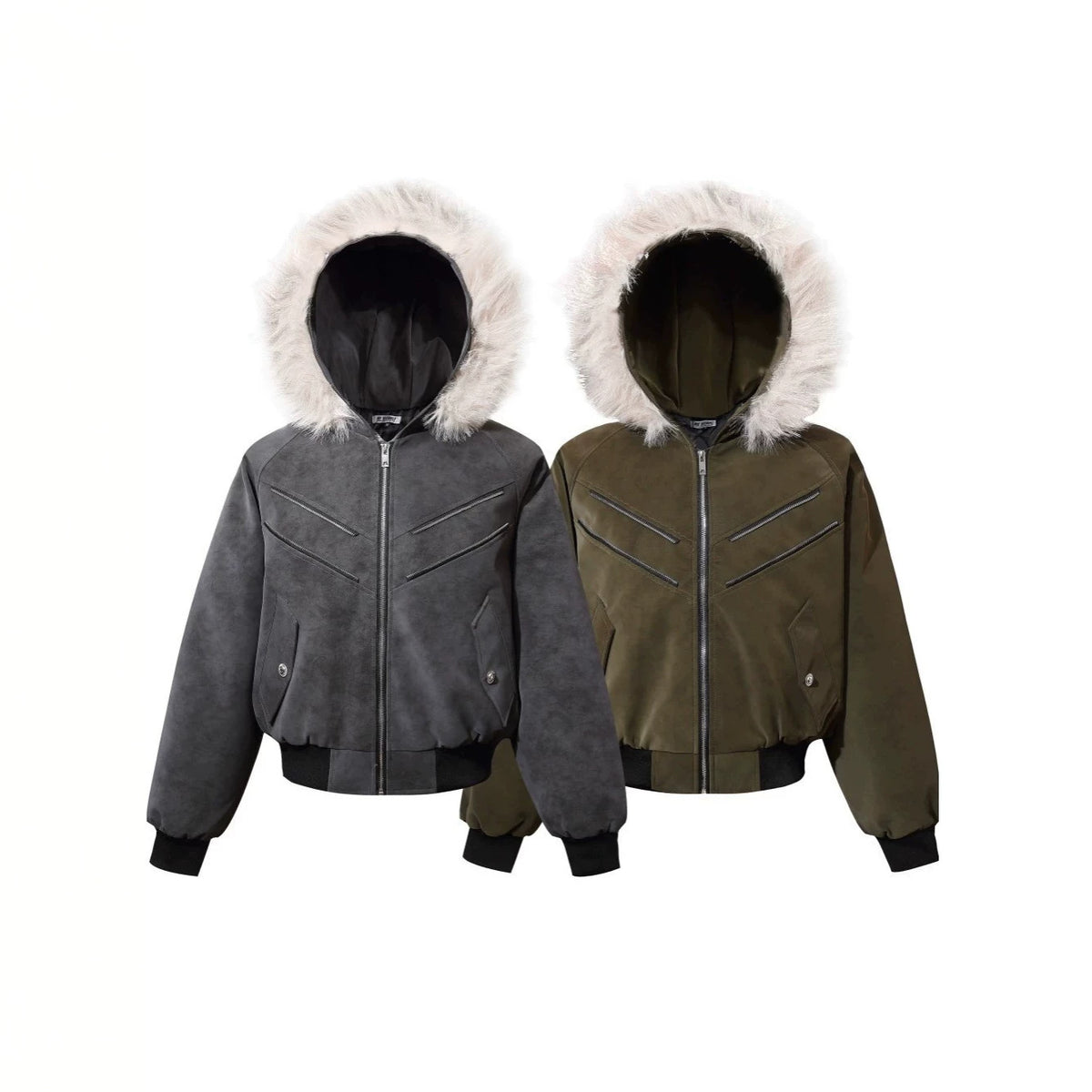 Fake Fur Collar Hooded Puffer Jacket WN28102