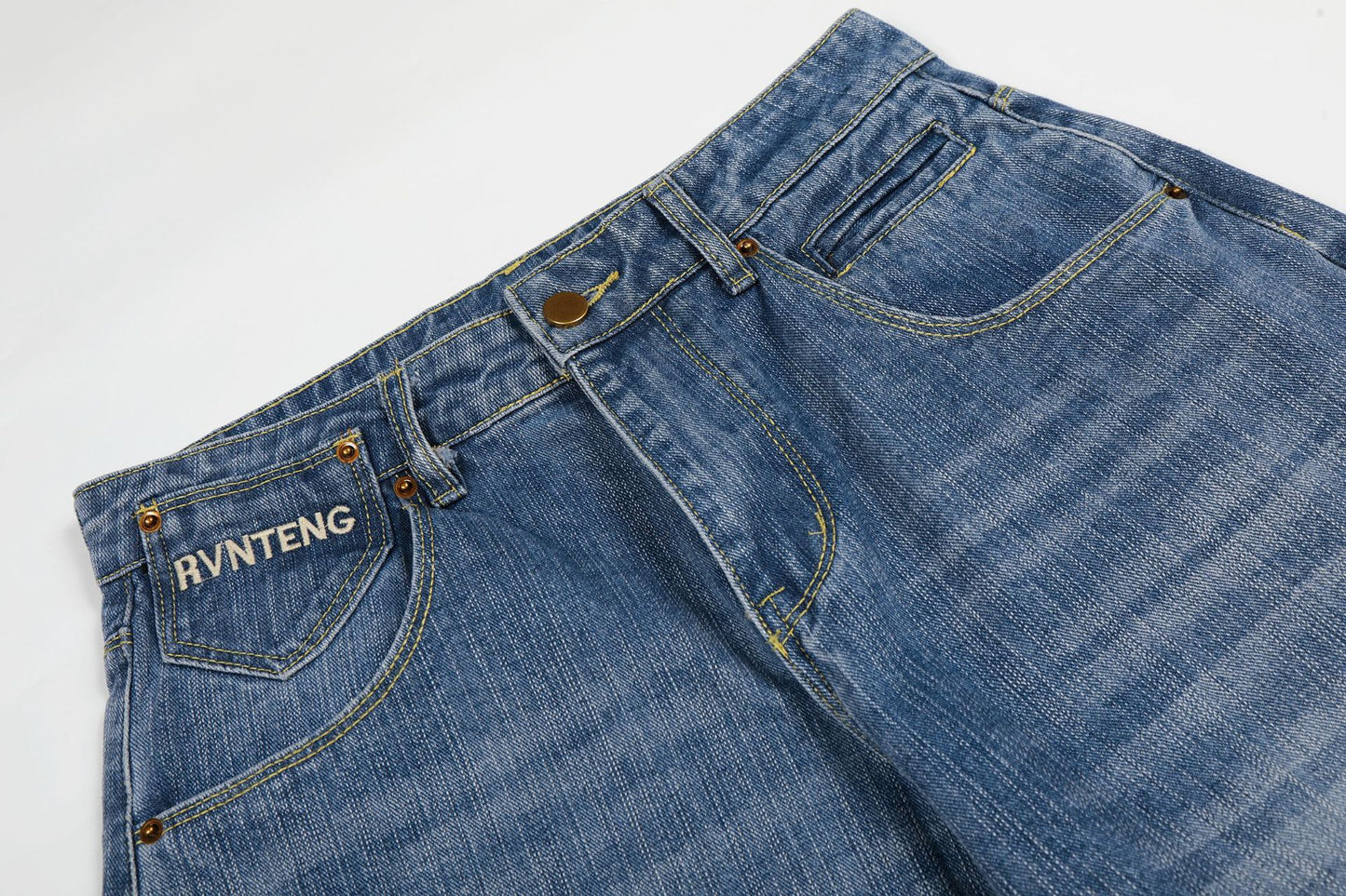Washed Logo Embroidery Wide Leg Denim Jeans WN25548