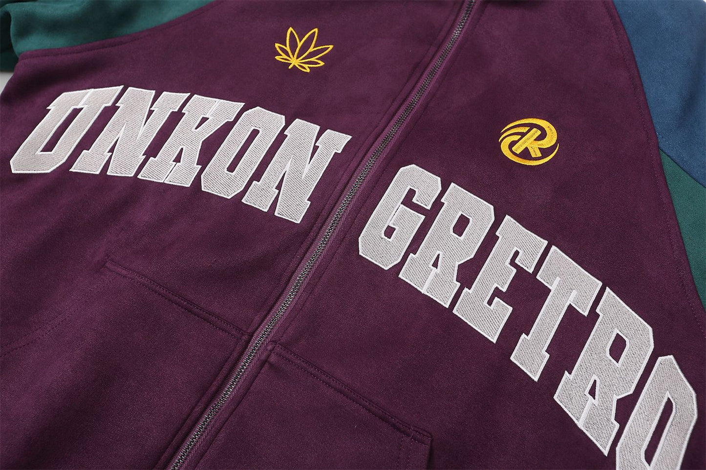 Color-Block Stand Neck Oversize Suede Jacket WN11121