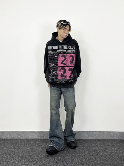 Letter Photo Print Oversize Hoodie WN24290