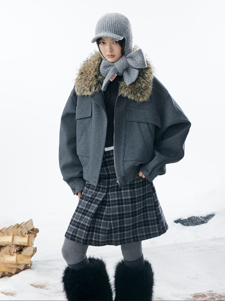 Detachable Fake Fur Collar Quilted Puffer Jacket WN21909