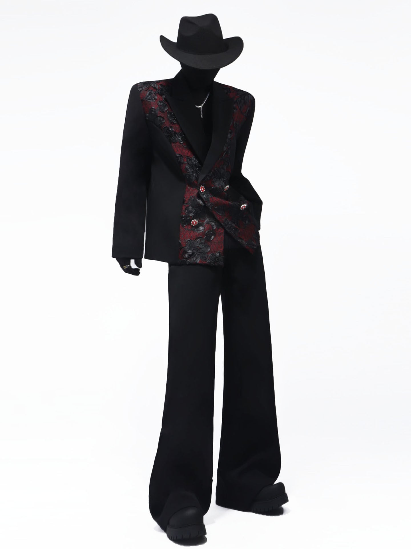Floral Pattern Tailored Jacket & Flare Trousers Setup WN23724
