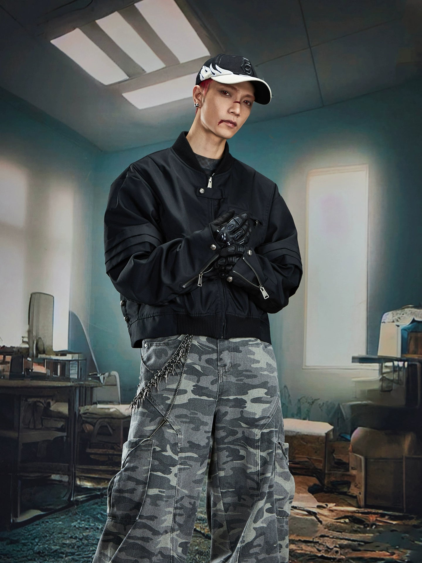 3D Cut Embroidery Letter Print Short Jacket WN20597