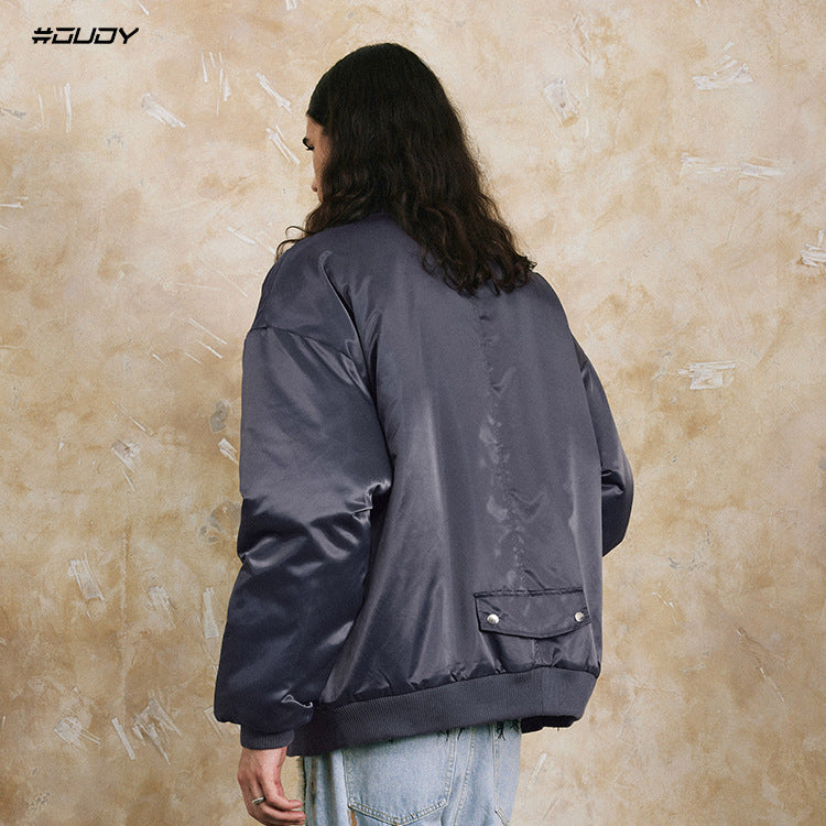 Embroidery Logo Patchwork Padded Flight Jacket WN12505