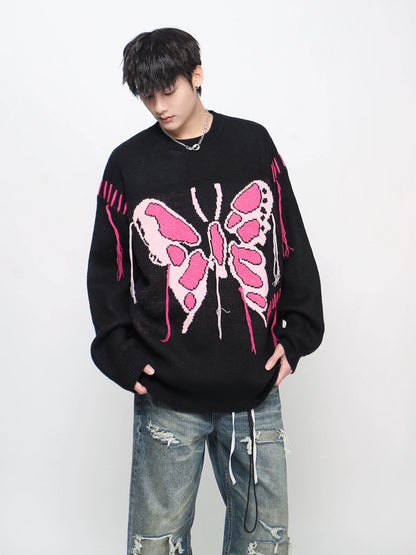 Contrast Oversize Jacquard Knit Sweater WN21056