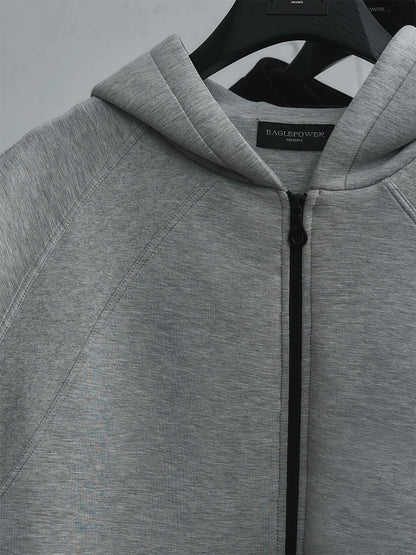 Wrinkle-Resistant Air Layer Ribbed Zipper Hoodie WN17692