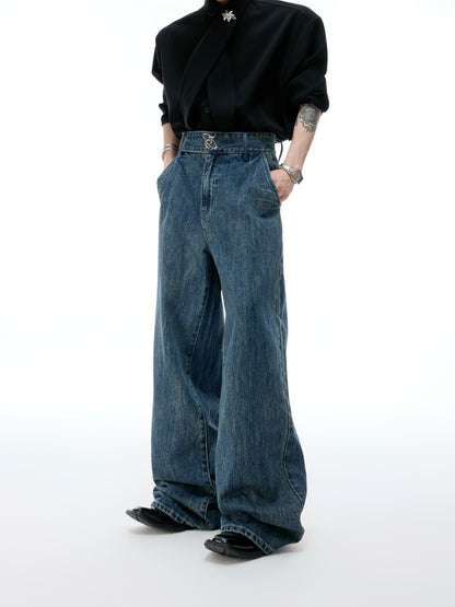 Washed Wide Leg Denim Jeans WN20539