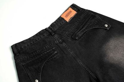 Gradient Deconstruction Raw-Hem Wide Leg Denim Jeans WN27918