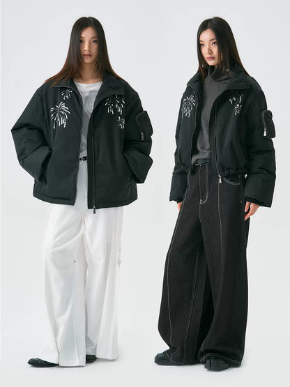 Fireworks Beadwork Embroidery Puffuer Jacket WN18971