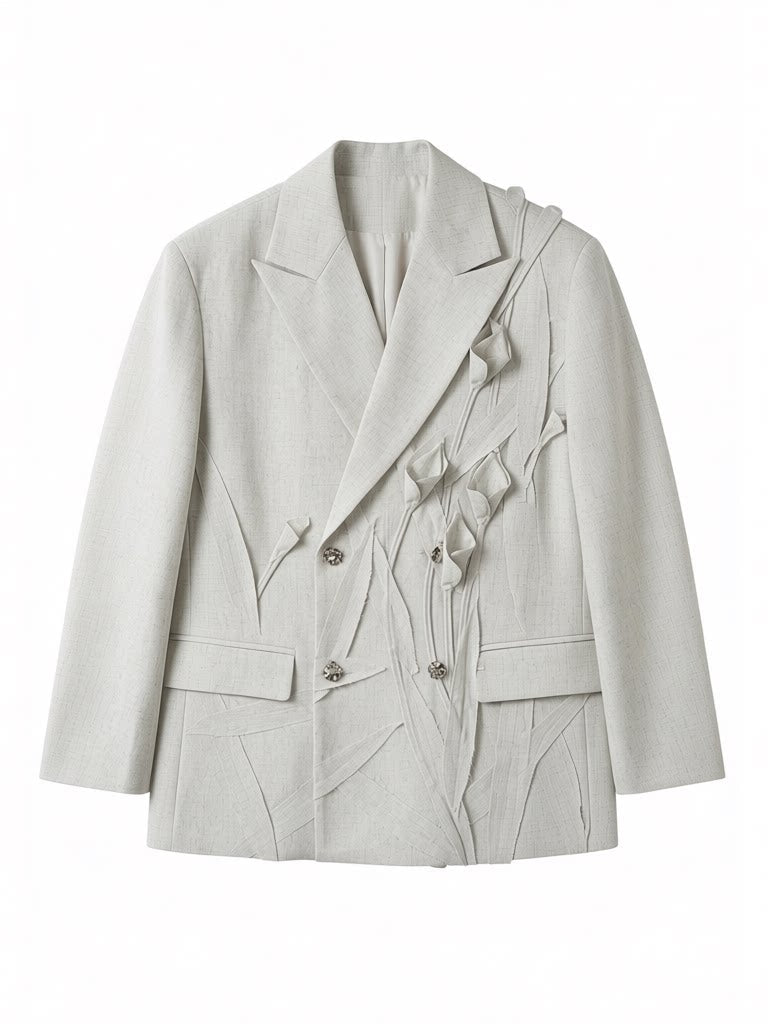 Handmade 3D Flower Tailored Jacket & Trousers Setup WN23646