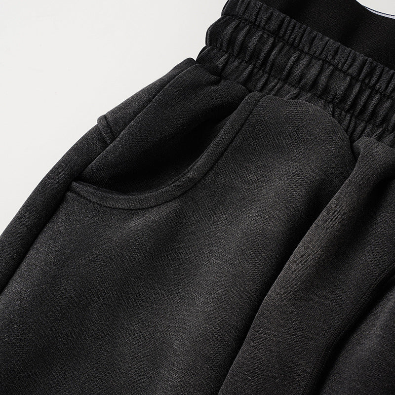 Washed Double Waist Print Wide Leg Sweatpants WN27834