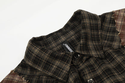 Plaid Washed Damage Long Sleeve Shirt WN25603