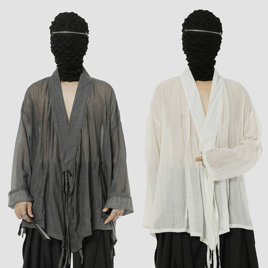 Slightly Sheer Lace-Up Shirt WN20494