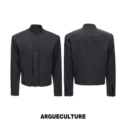 Deconstruction Fake Layered Single-Breasted Cropped Tailored Jacket WN27044