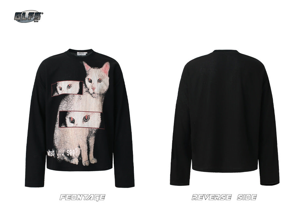 Cat Graphic Long Sleeve T-Shirt WN26459