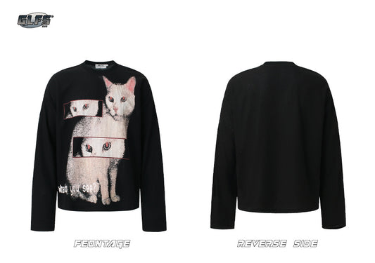Cat Graphic Long Sleeve T-Shirt WN26459