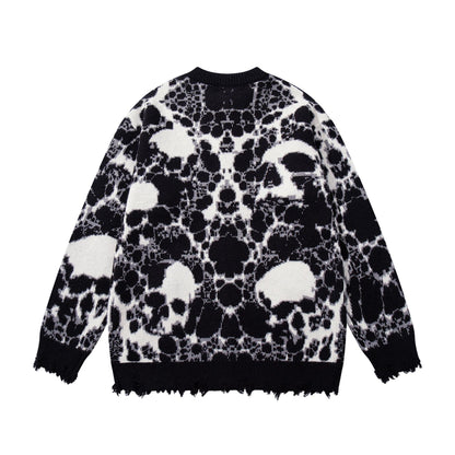 Skull Graphic Dark Knit Sweater WN23040
