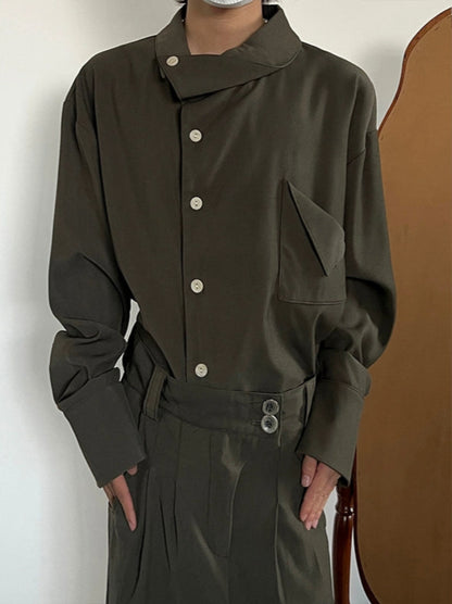 Unique Collar Long Sleeve Shirt WN19949