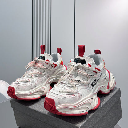 Washed Graffiti Print Chunky Sole Sneakers WN24636