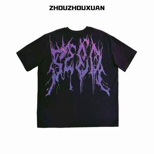 Rhinestone Thorn Oversize Short Sleeve T-Shirt WN20704