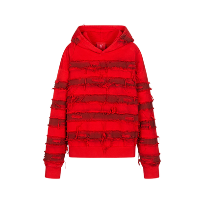 Mix Fringe Denim Hoodie WN20996