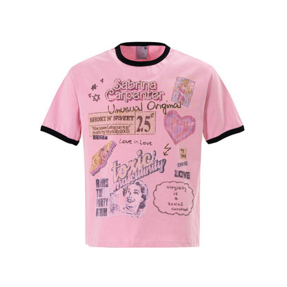 Ringer Graphic Print Short Sleeve T-Shirt WN25891