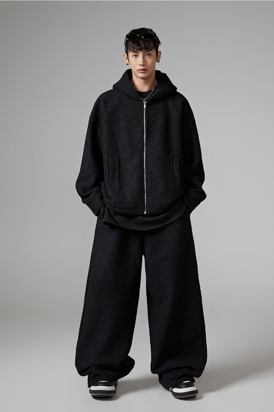 Oversize Hooded Boa Jacket & Boa Pants Setup WN13300