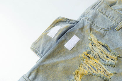 Washed Damage Denim Half Pants WN25711