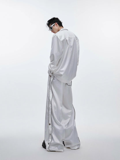 Long Sleeve Satin Shirt & Wide-leg Pants Setup WN6531