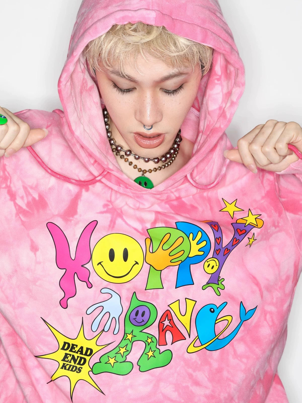 Tie-Dye Illustration Print Hoodie WN22274