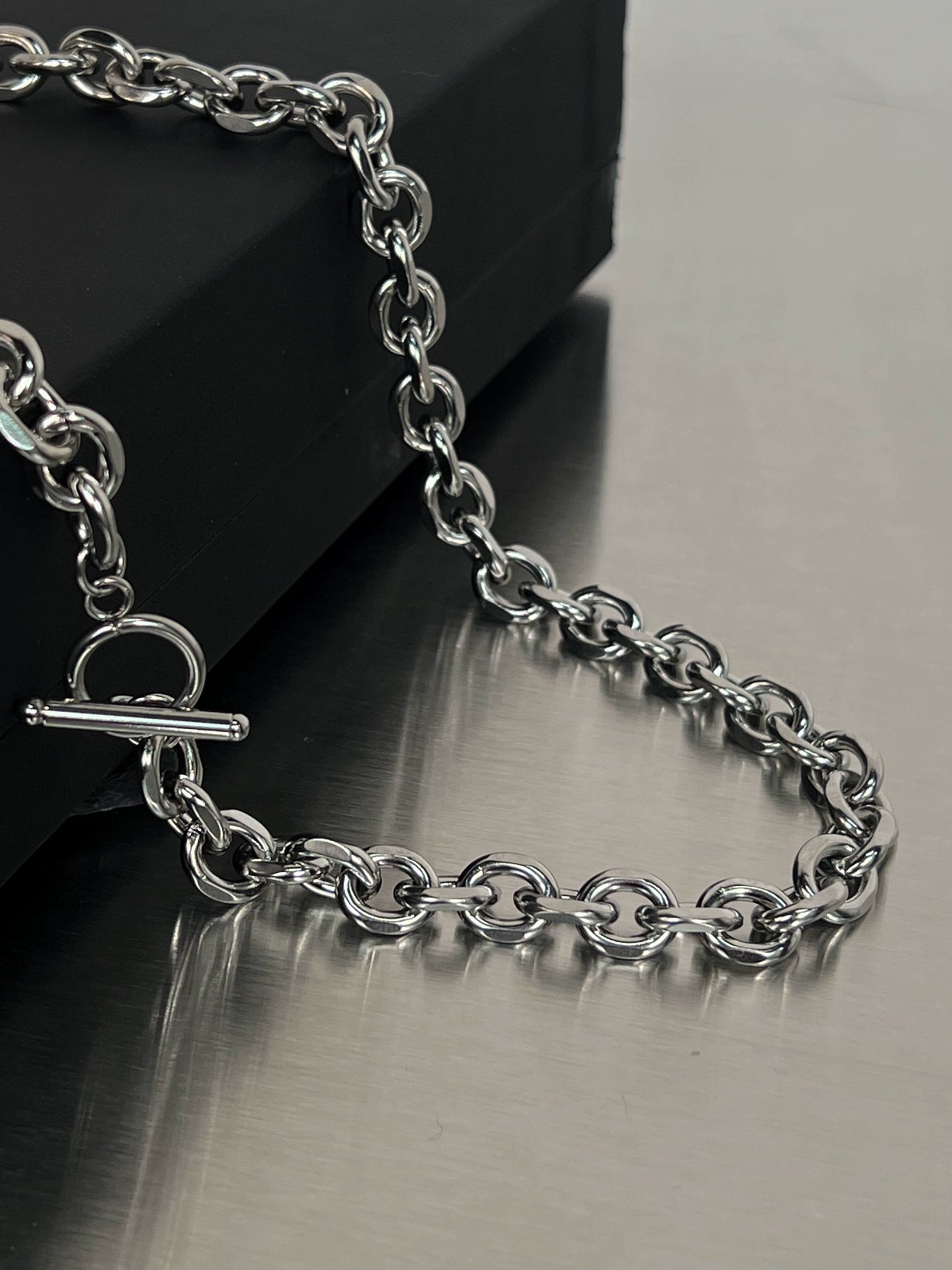 OT Buckle Cuban Chain Titanium Steel Necklace WN19233