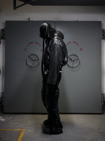 Reversible Fake Fur PU Leather Hooded Puffer Jacket WN20830