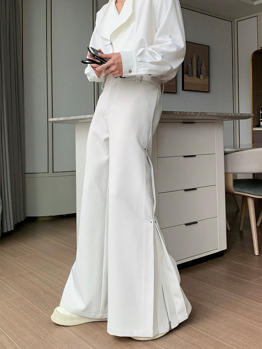 Elastic Waist Straight Wide Leg Trousers WN20400