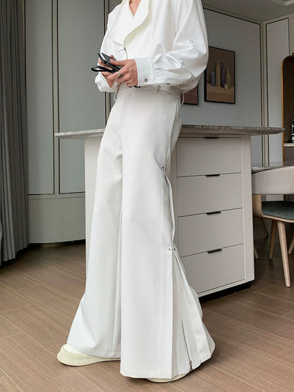 Elastic Waist Straight Wide Leg Trousers WN20400