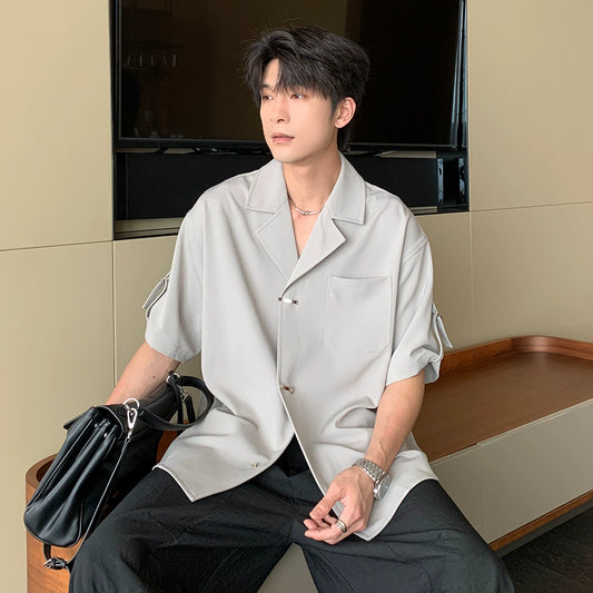 Wrinkle-Free Cuban Collar Short Sleeve Shirt WN20431