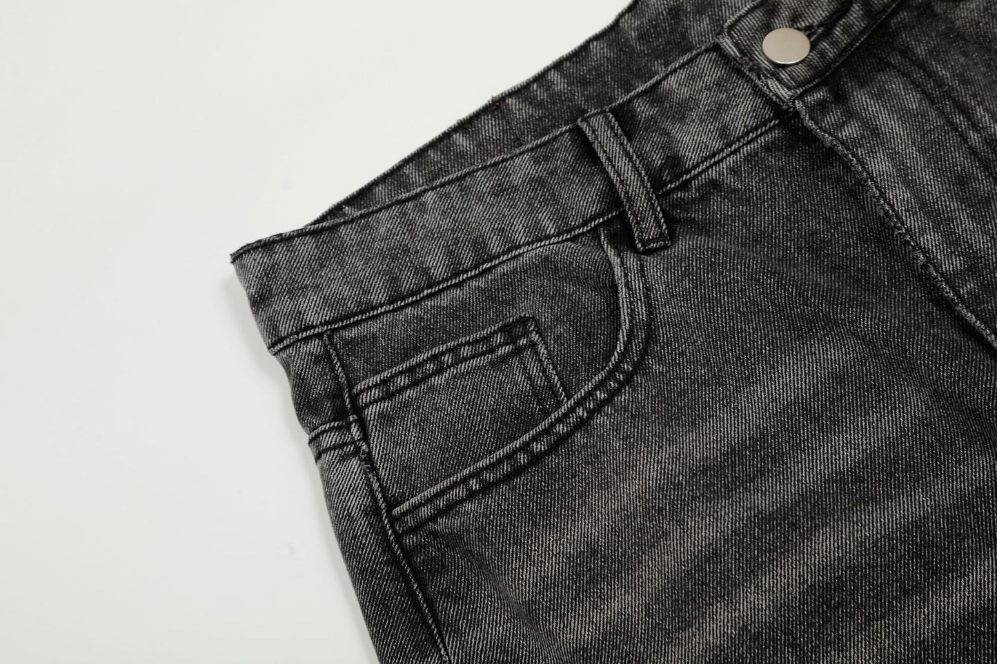 Washed Irregular Panel Wide Leg Denim Jeans WN25825