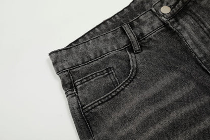 Washed Irregular Panel Wide Leg Denim Jeans WN25825